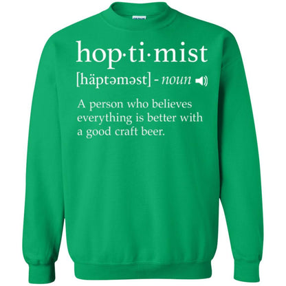 Beer Lover T-shirt Hoptimist Definition Irish Green