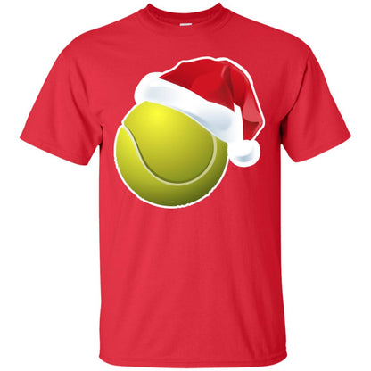 Tennis With Santa Claus Hat X-mas Shirt For Tennis Lovers Red