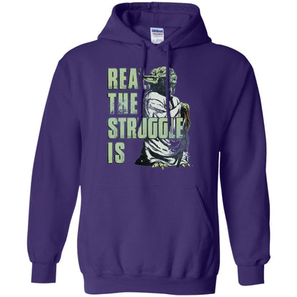 Film T-shirt Star Wars Yoda Real The Struggle Is Graphic Purple
