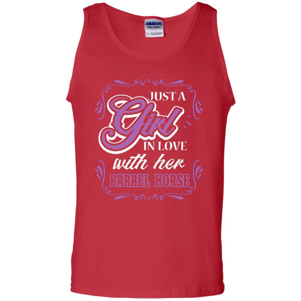 Horse Lovers T-Shirt Just A Girl In Love With Her Barrel Horse Red