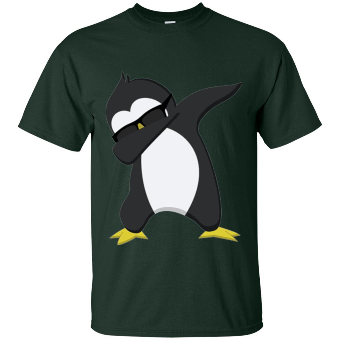 Chirstmas T-shirt Dabbing Penguin Forest Green