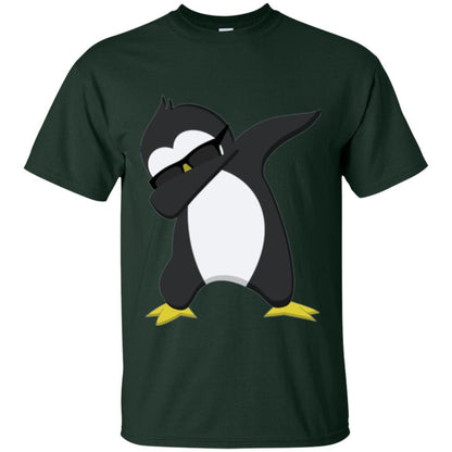 Chirstmas T-shirt Dabbing Penguin Forest Green