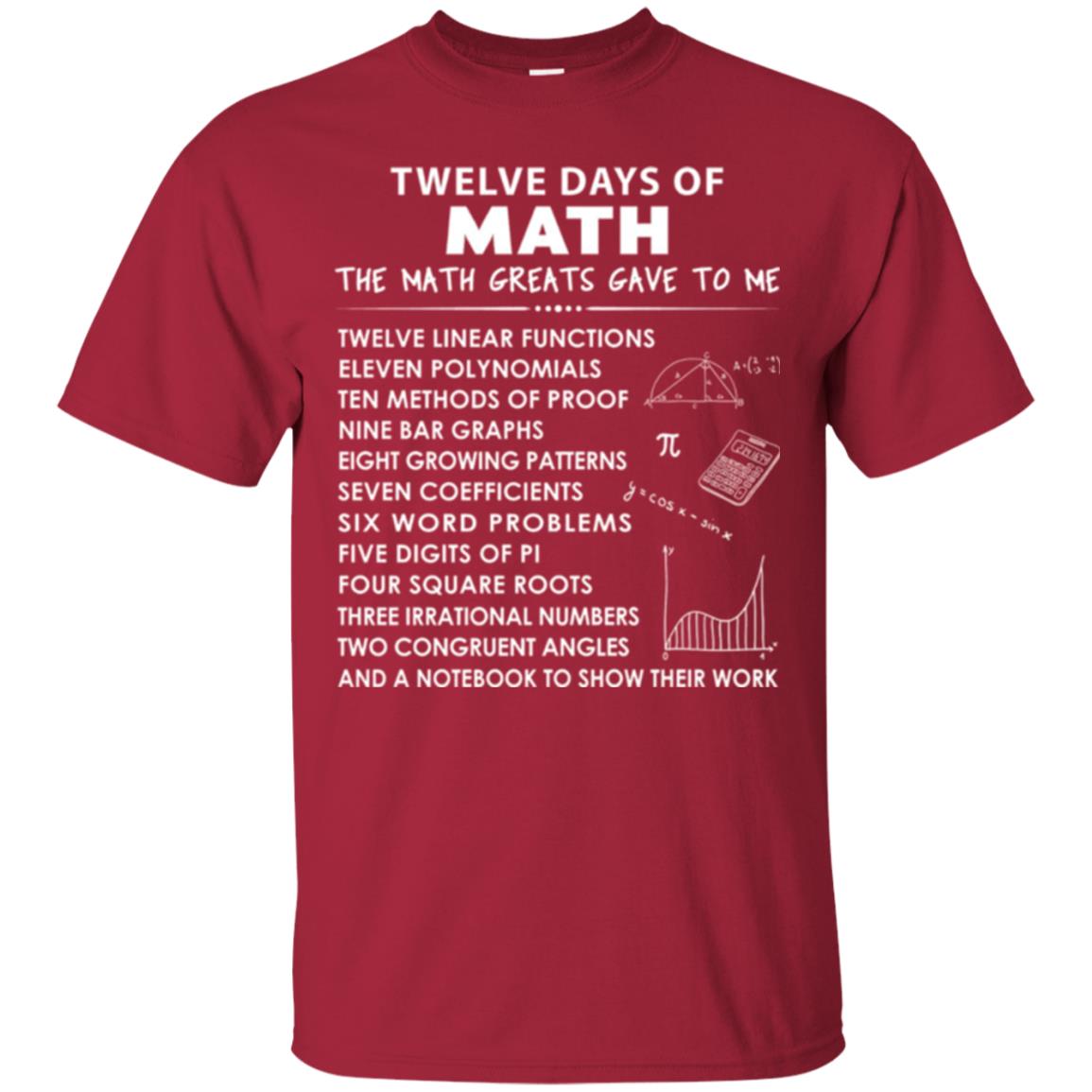 Math T-shirt Twelve Days Of Math Cardinal