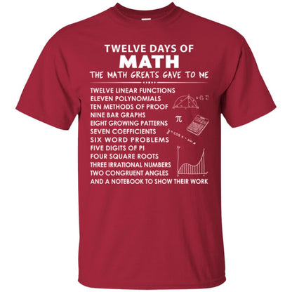 Math T-shirt Twelve Days Of Math Cardinal