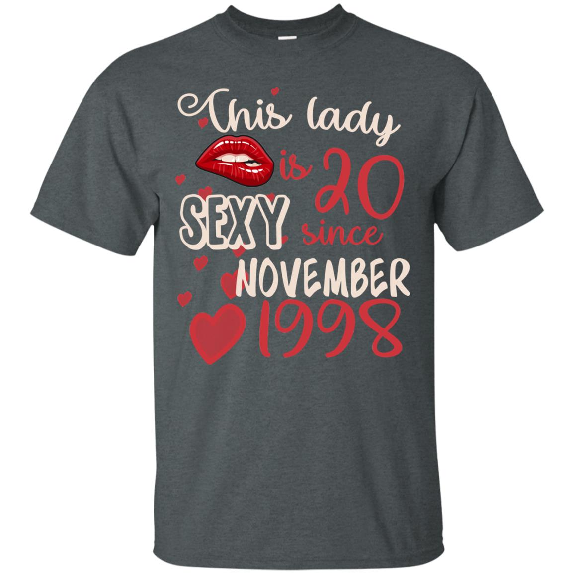 This Lady Is 20 Sexy Since November 1998 20th Birthday Shirt For November Womens Dark Heather