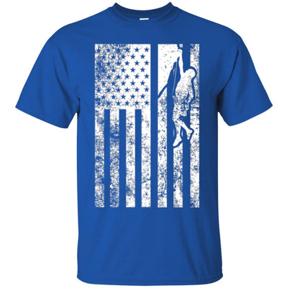 Rock Climbing T Shirt - Rock Climbing Flag Of United States T-shirt Royal