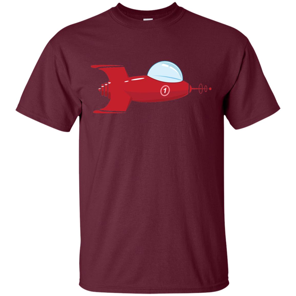 Vintage Spaceship Video Game Gamer T-shirt Maroon