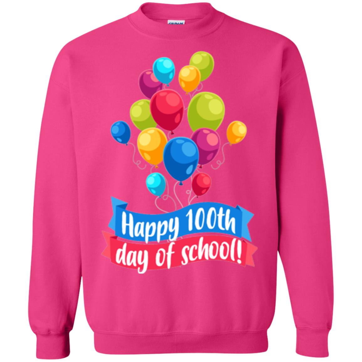 Happy 100th Day Of School Colorful Balloons Funny T-shirt Heliconia