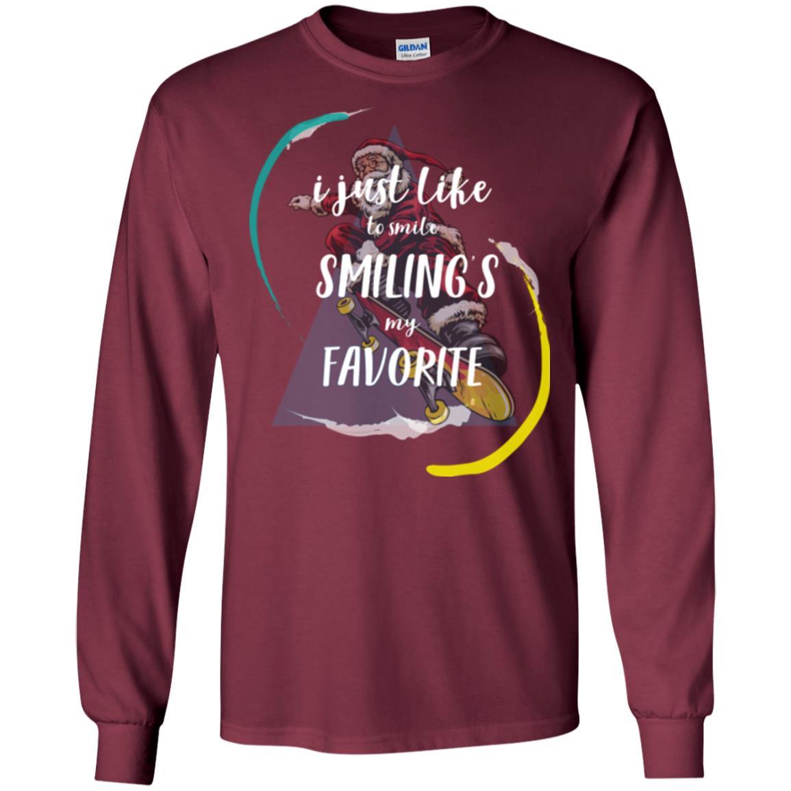 Christmas T-shirt I Just Like To Smile Smiling My Favorite Maroon