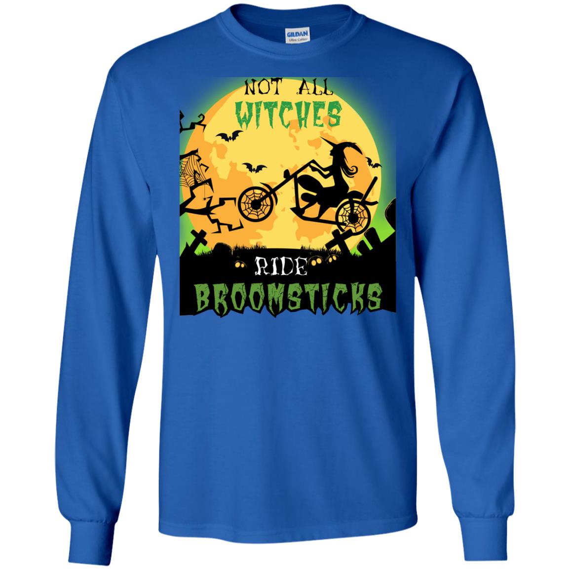 Not All Witches Ride Broomsticks Witches Ride A Motorcycle Funny Halloween Shirt Royal