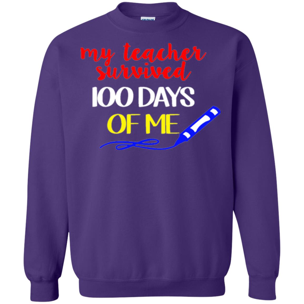 Student T-shirt My Teacher Survived 100 Days Of Me Purple