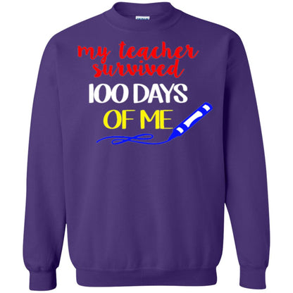 Student T-shirt My Teacher Survived 100 Days Of Me Purple