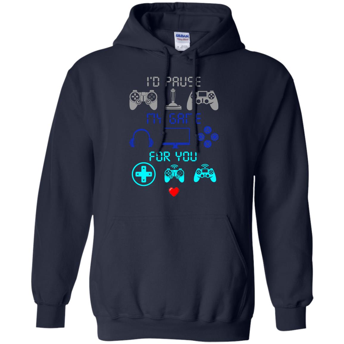 Gamer T-shirt I'd Pause My Game For You Navy