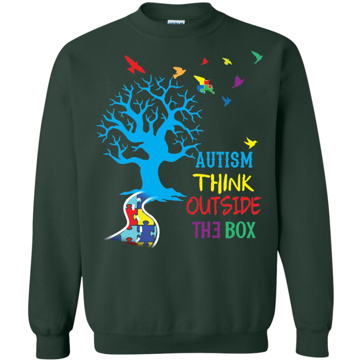 Autism Awareness T-shirt Autism Think Outside Forest Green