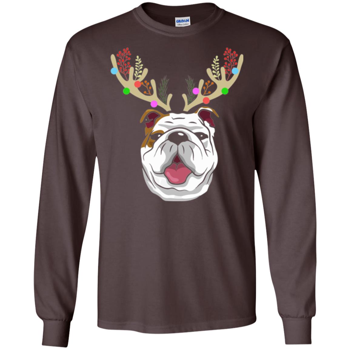 Dog Lovers T-shirt Funny Bulldogs With Antlers Dark Chocolate