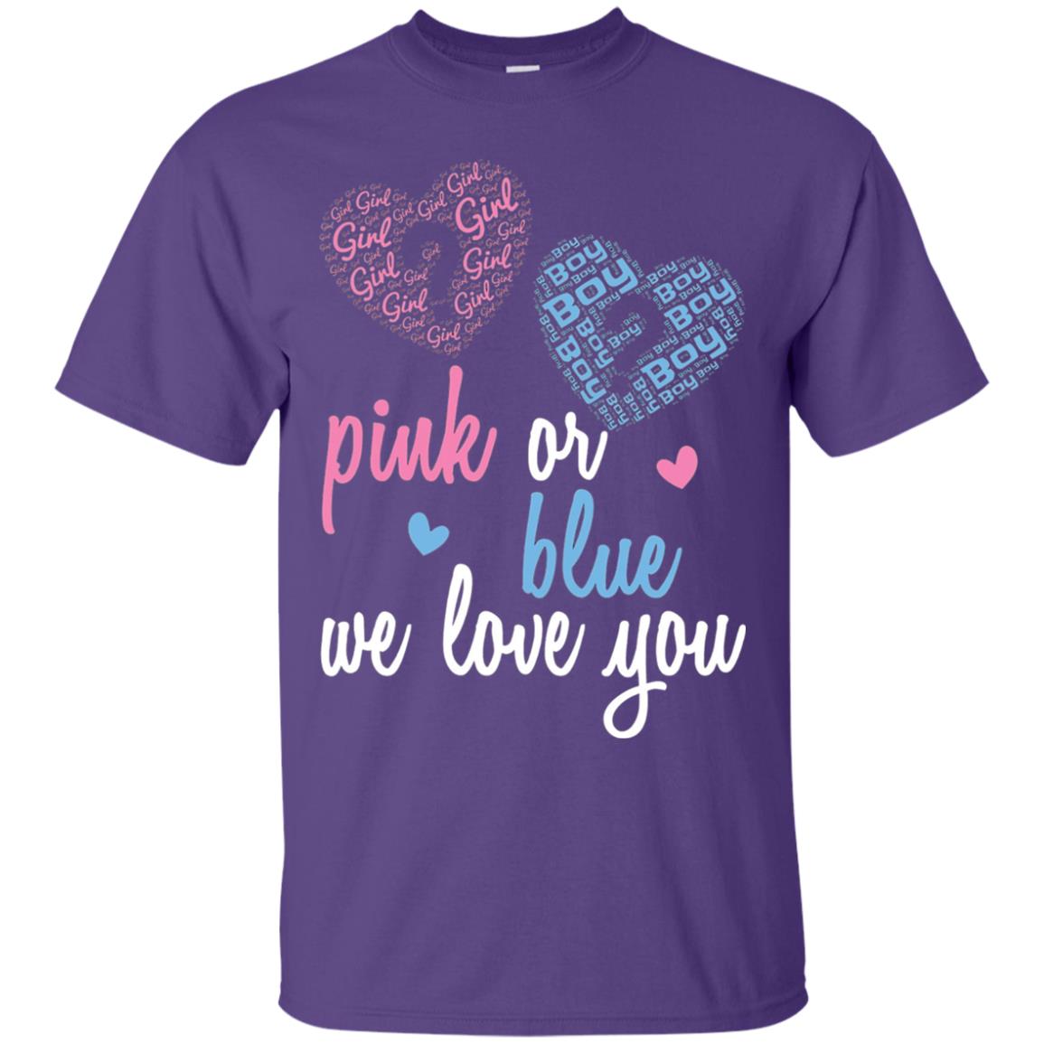 Gender Reveal Party T-shirt Pink Or Blue We Love You Purple