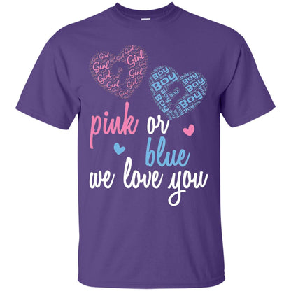Gender Reveal Party T-shirt Pink Or Blue We Love You Purple