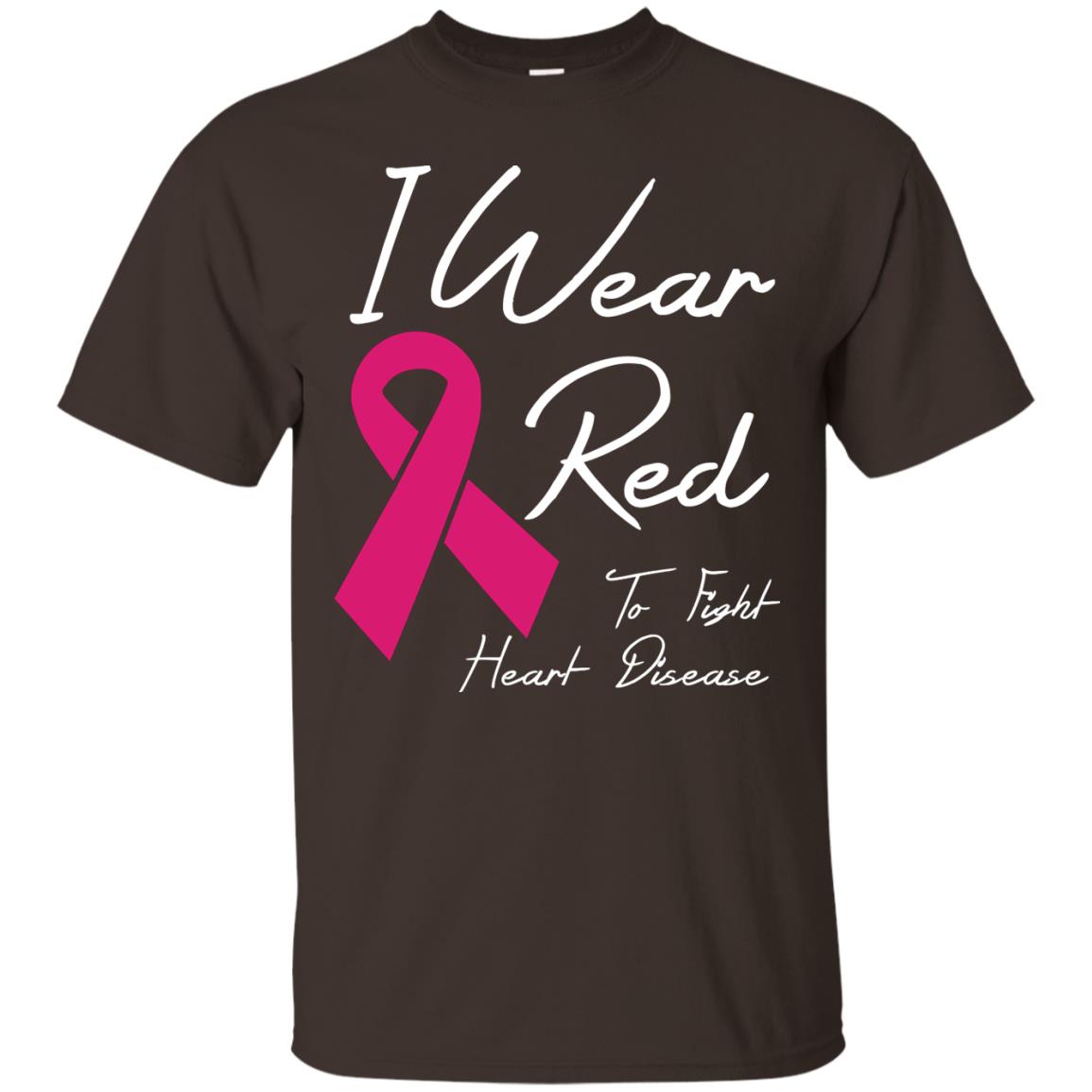 I Wear Red To Fight Heart Disease T-shirt Dark Chocolate