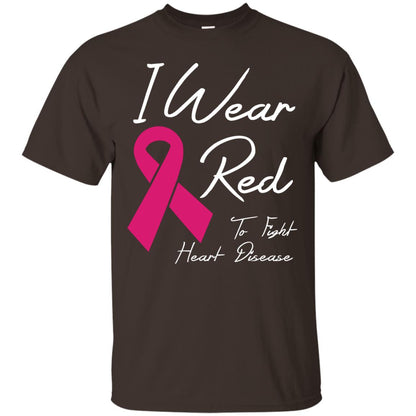 I Wear Red To Fight Heart Disease T-shirt Dark Chocolate