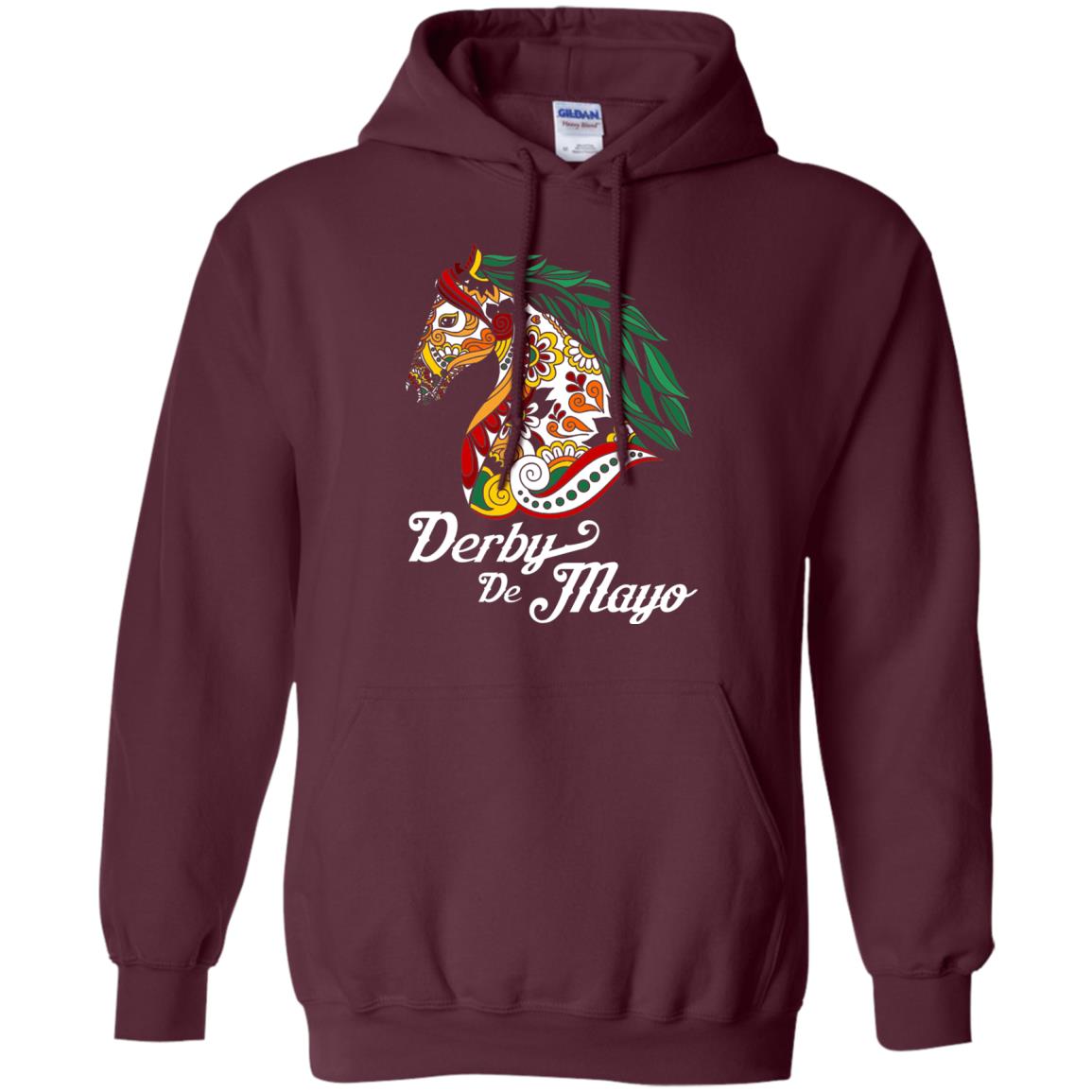 Derby Cinco De Mayo Floral Horse Race T-shirt Maroon