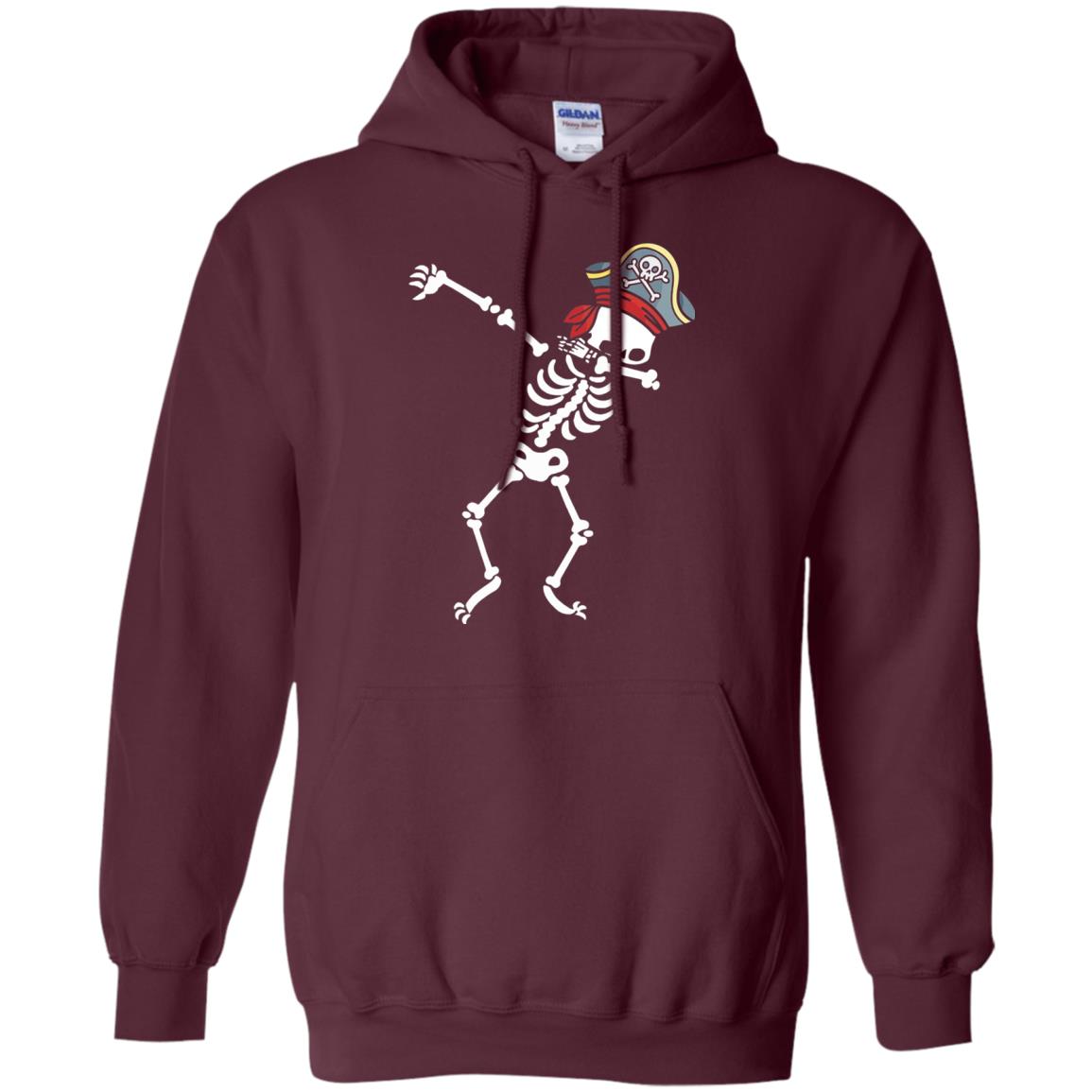 Dabbing Skeleton With Pirates Hat T-shirt Maroon