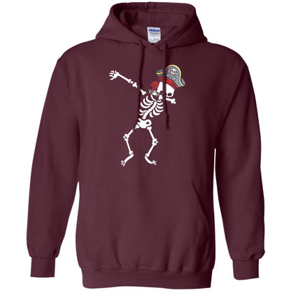 Dabbing Skeleton With Pirates Hat T-shirt Maroon