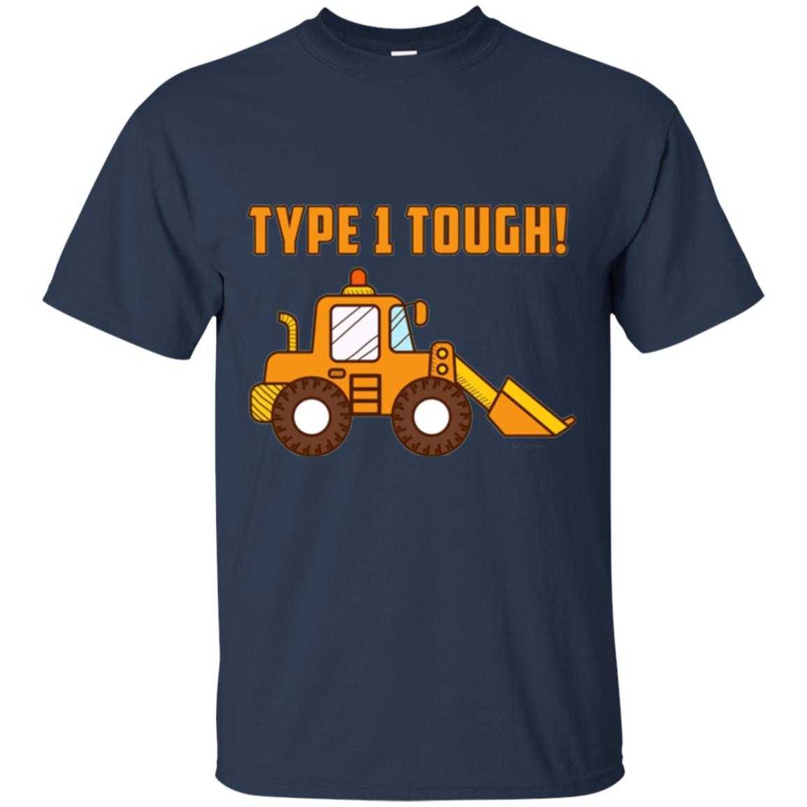 Type 1 Tough Bulldozer Diabetic Diabetes T-shirt Navy