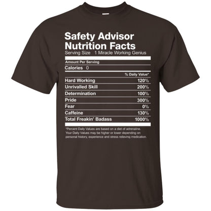 Safety Advisor Nutrition Facts Funny T-shirt Dark Chocolate