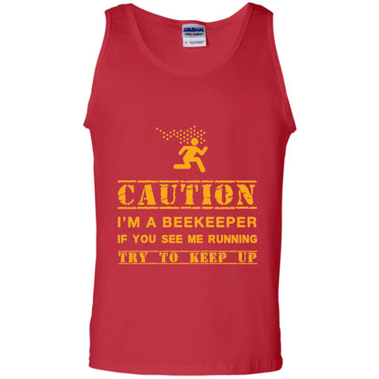Caution I_m A Beekeeper If You See Me Running Try To Keep Up Beekeeper T-shirt Red