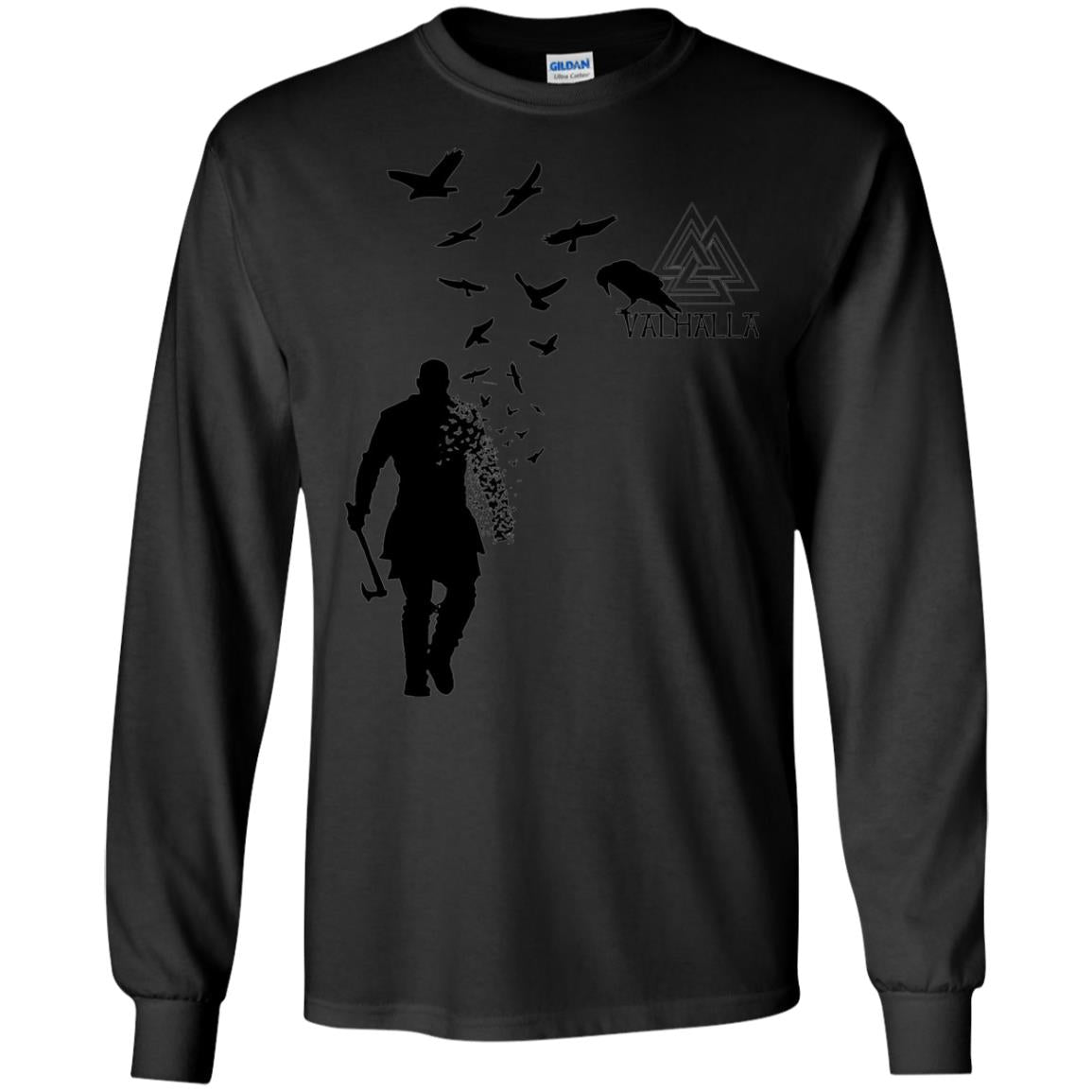 Vikings Axe Ragnar Lothbrok Flock Of Ravens Valhalla Symbol T-shirt Black