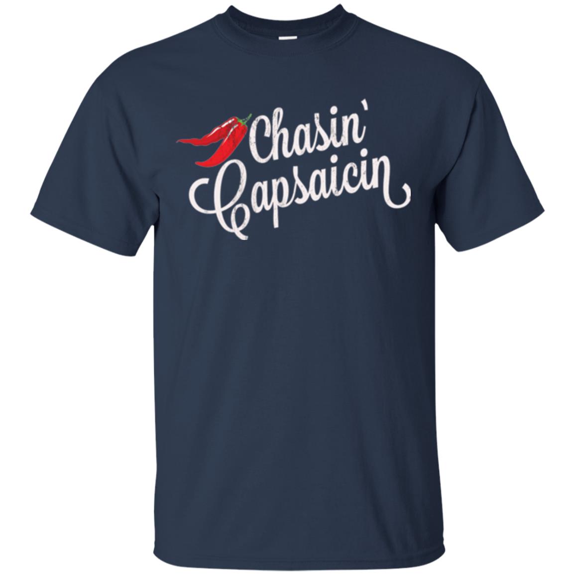 Hot Pepper Lover T-shirt Chasin Capsaicin Spicy Food Navy