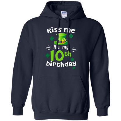 Kiss Me It_s My 10th Birthday Patrick_s Day T-shirt Navy