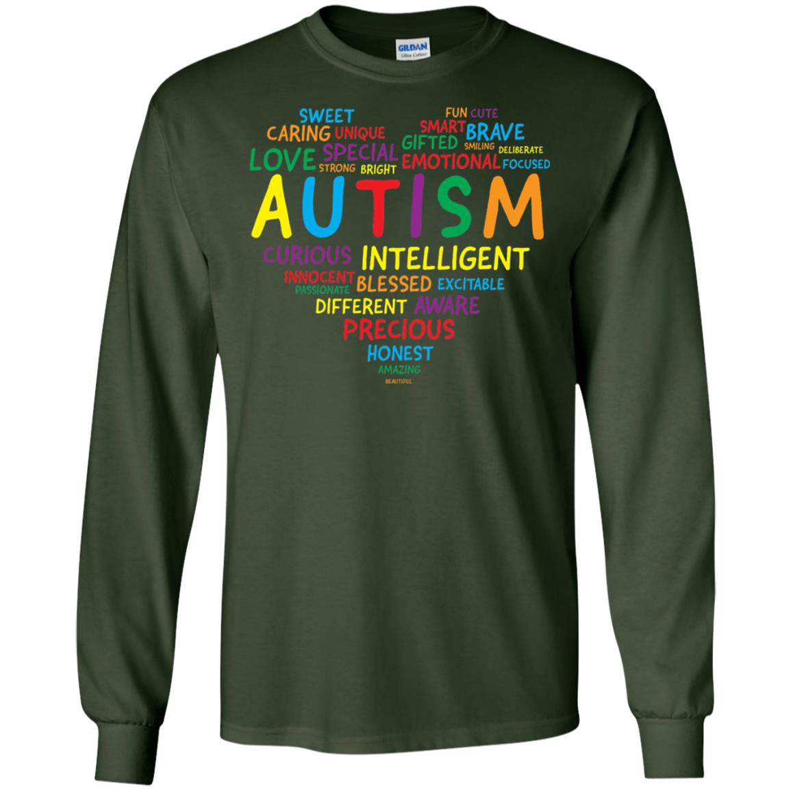 Autism Heart Autism Awareness T-shirt Forest Green