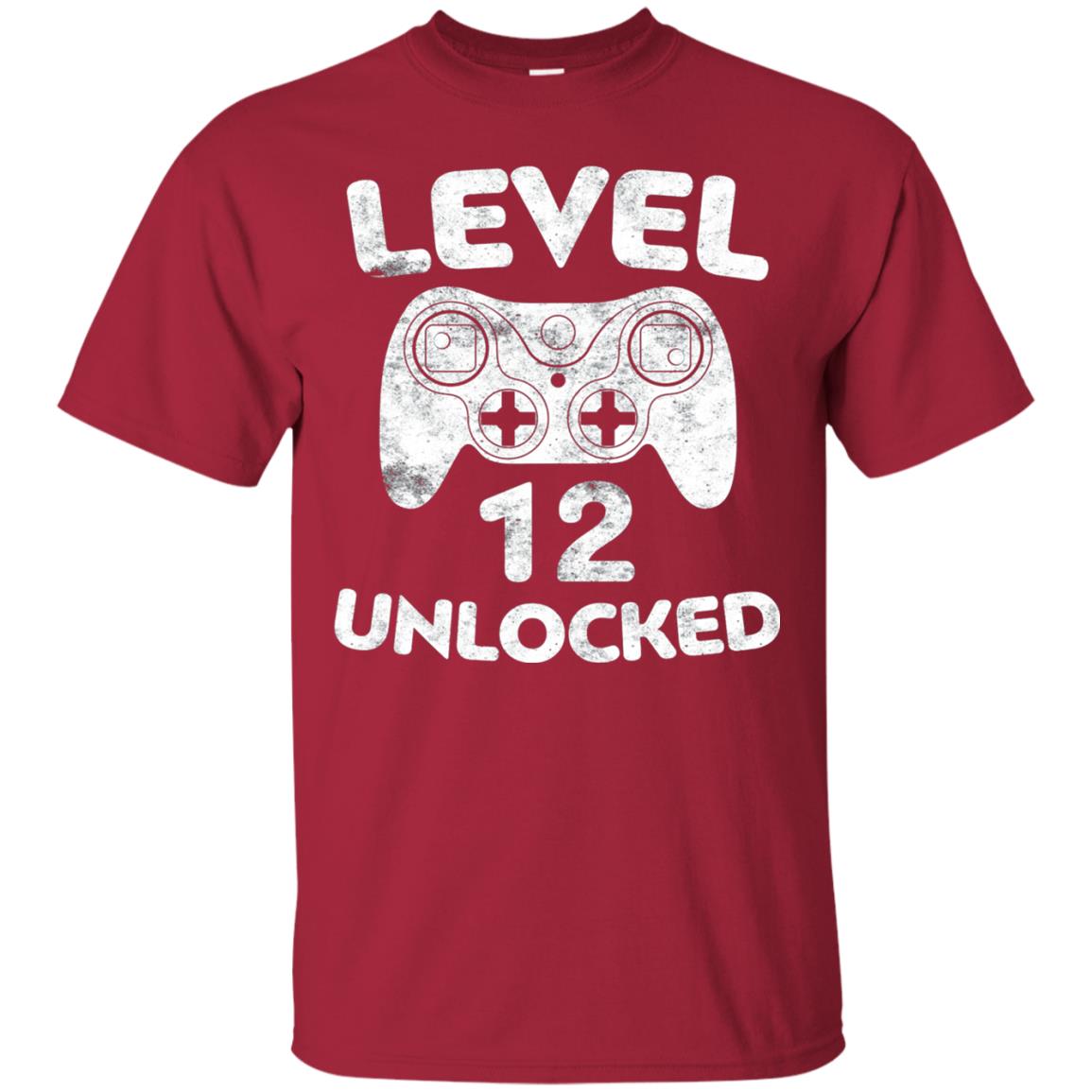 Level 12 Unlocked 12th Video Gamer Birthday Shirt Cardinal