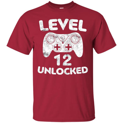 Level 12 Unlocked 12th Video Gamer Birthday Shirt Cardinal