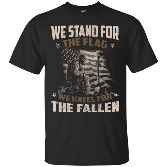 Veteran T-shirt We Stand For The Flag, We Kneel For The Fallen Black
