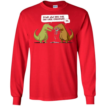 Dinosaur T-shirt Dude Did You Eat The Last Unicorn Red