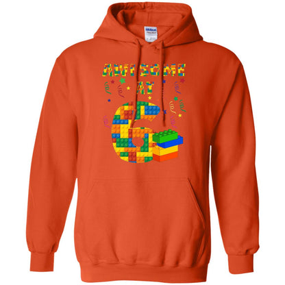 Awesome At 6 Age 6 Six Blocks Bricks Theme Shirt Orange