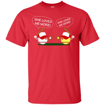 She Loves Me More Baseball Or Softball Shirt Red
