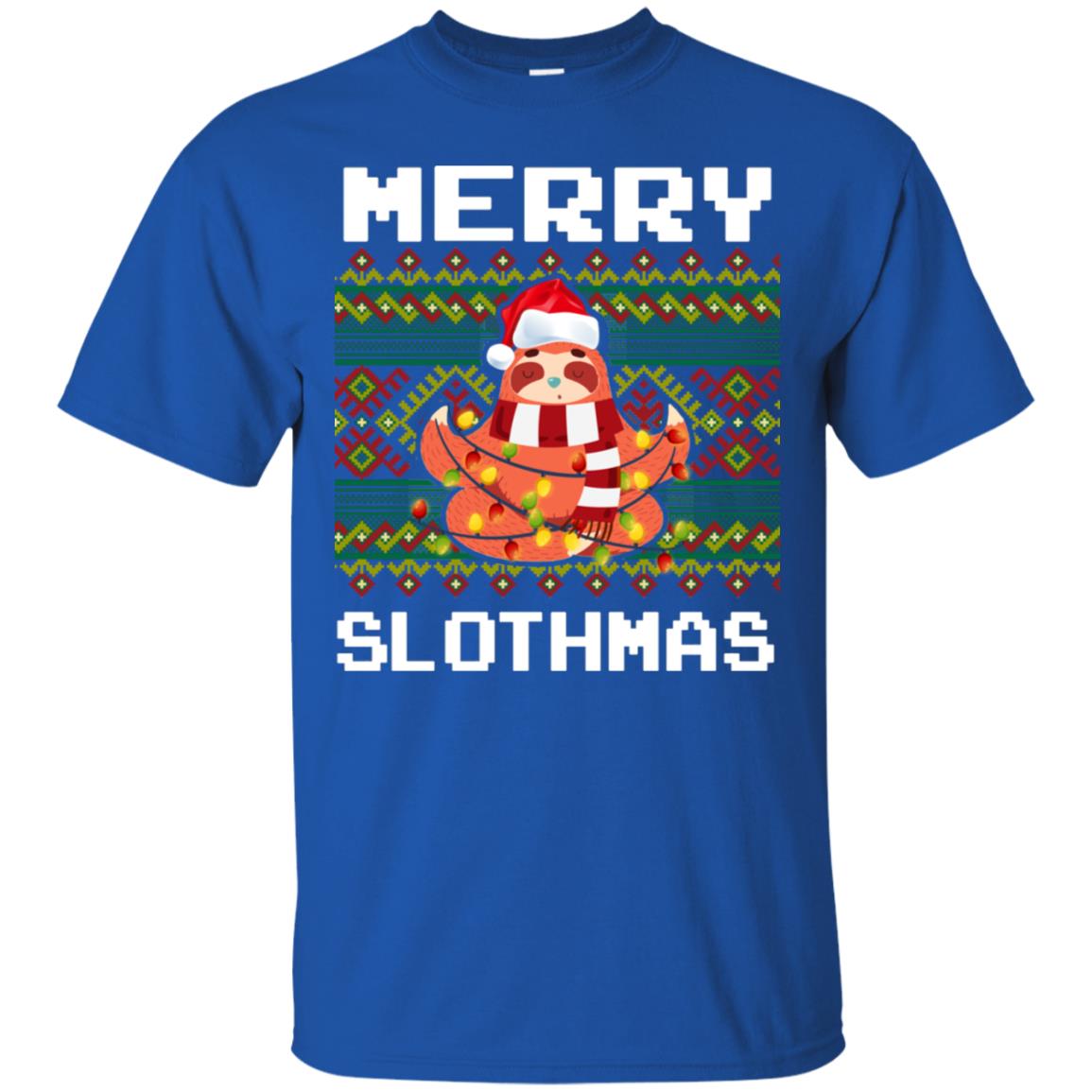 Merry Slothmas Funny Sloth Lovers Ugly Sweater X-mas Gift Shirt Royal