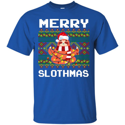 Merry Slothmas Funny Sloth Lovers Ugly Sweater X-mas Gift Shirt Royal