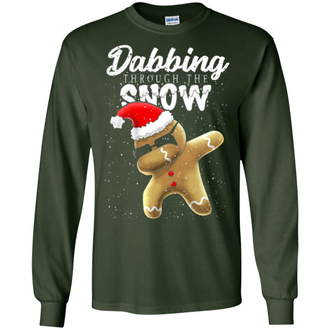 Dabbing Gingerbread T-shirt Dabbing Through The Snow Forest Green