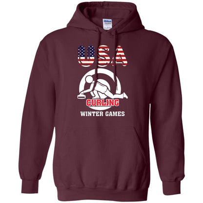 Usa Curling Winter Games Curling Lover T-shirt Maroon