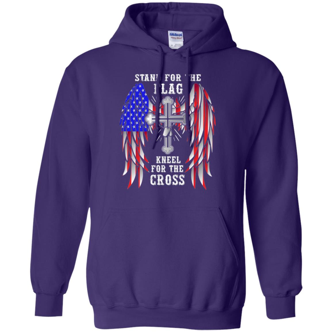Christian T-shirt Stand For The Flag Kneel For The Cross Purple