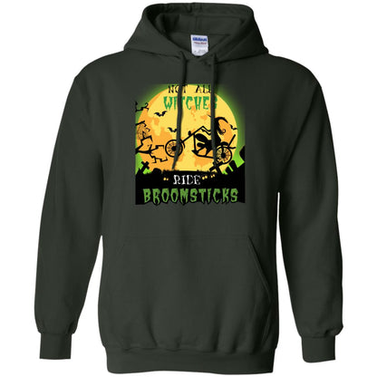 Not All Witches Ride Broomsticks Witches Ride A Motorcycle Funny Halloween Shirt Forest Green
