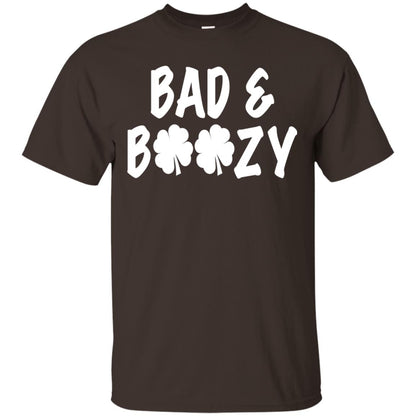 Bad And Boozy St. Patrick_s Day T-shirt Dark Chocolate