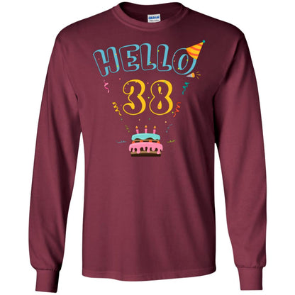 Hello 38 Thirty Eight 38th 1980s Birthday Gift Shirt Maroon
