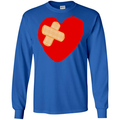 Funny Patched Up Heart Graphic T-shirt Royal