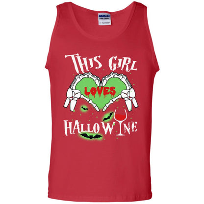 This Girl Loves Hallo-wine Funny Halloween Shirt For Wine Lovers Red