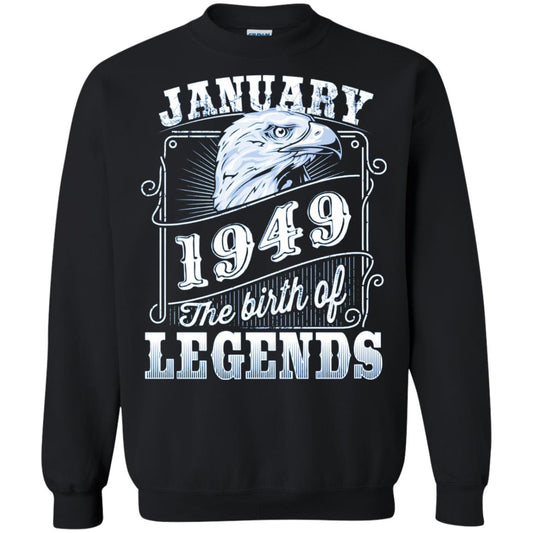 69th Birthday T-shirt January 1949 Birth Of Legend Black